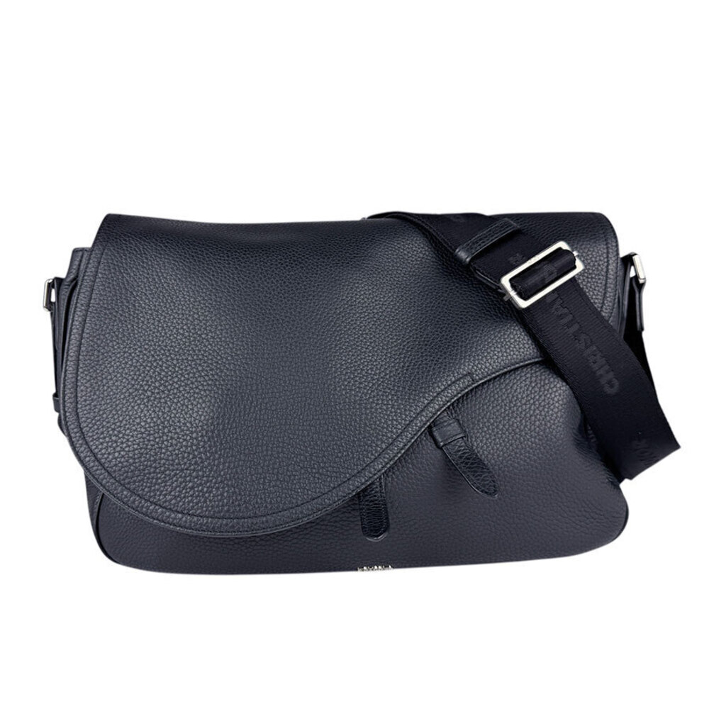 Christian Dior Saddle Leather Crossbody Bag Black